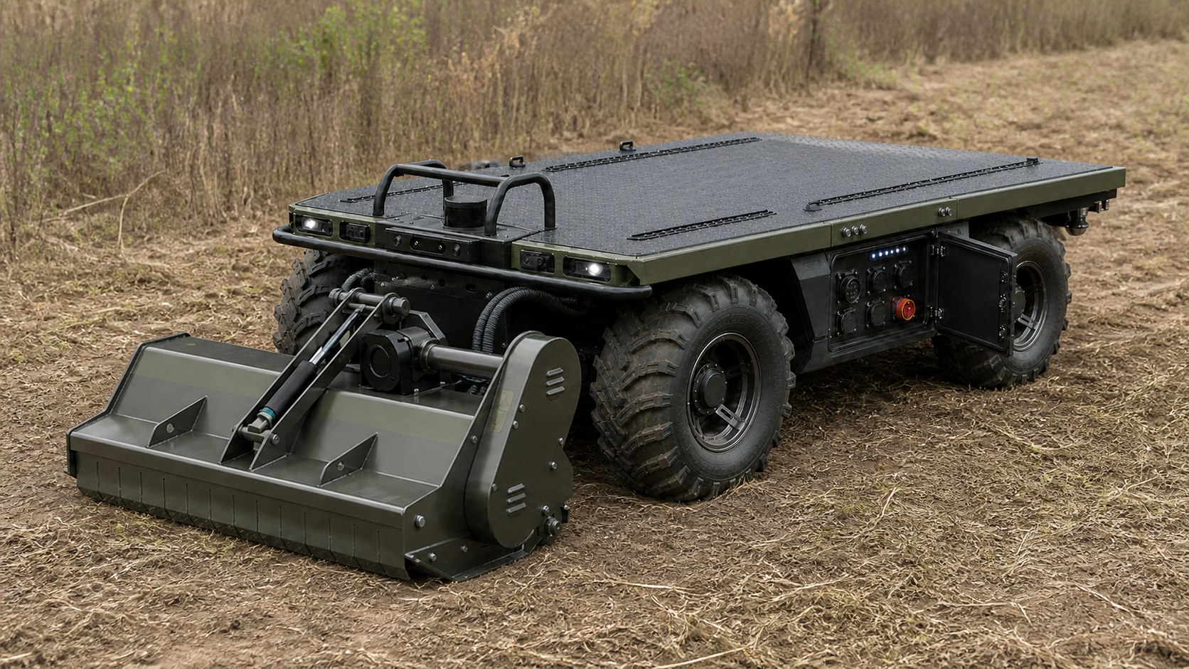 Generated configuration scenario derived from the existing four-wheel platform and mulcher references